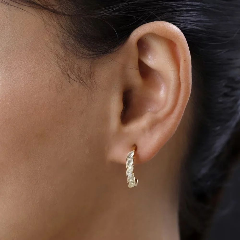 Premium Rare Natural Chrysoberyl J-Hoop Earrings